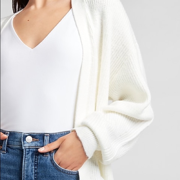 Express Timeless Classic & Cozy Ribbed Duster Cardigan IVORY SZ Med - Picture 5 of 5